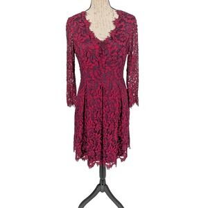 ELIZA J. Dress SIZE 8 Red Lace Lined Holidays Bohemian Romantic Cocktails